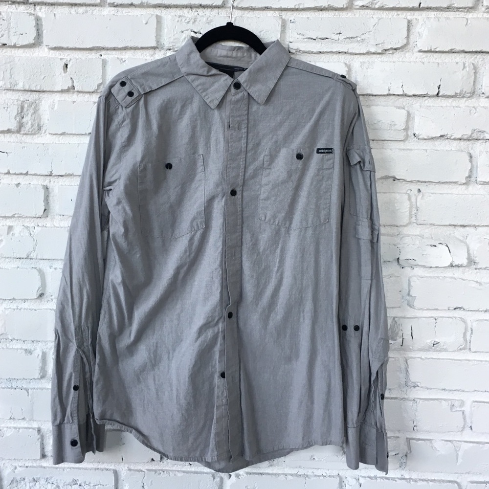Ambiguous// Grey Mens Houndstooth Dress Shirt